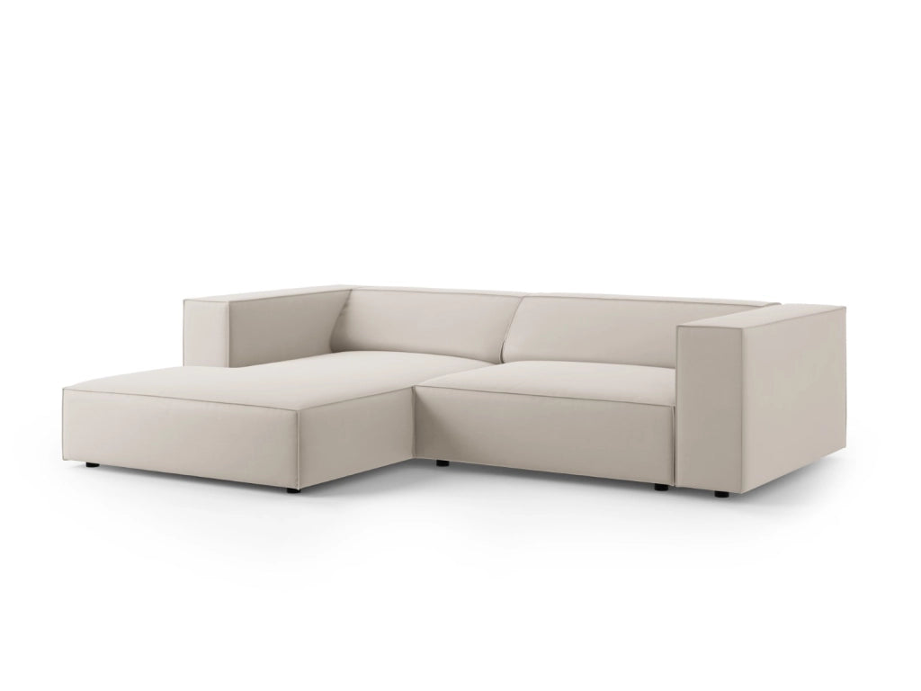 Cosmopolitan Design - Divano angolare sinistro "Arendal" 3 posti in velluto ecru 
