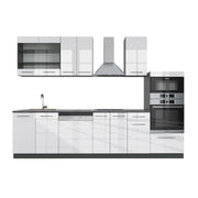 Cucina componibile Fame-Line Bianco lucido/Antracite 300 cm con armadio alto, PL Antracite Vicco