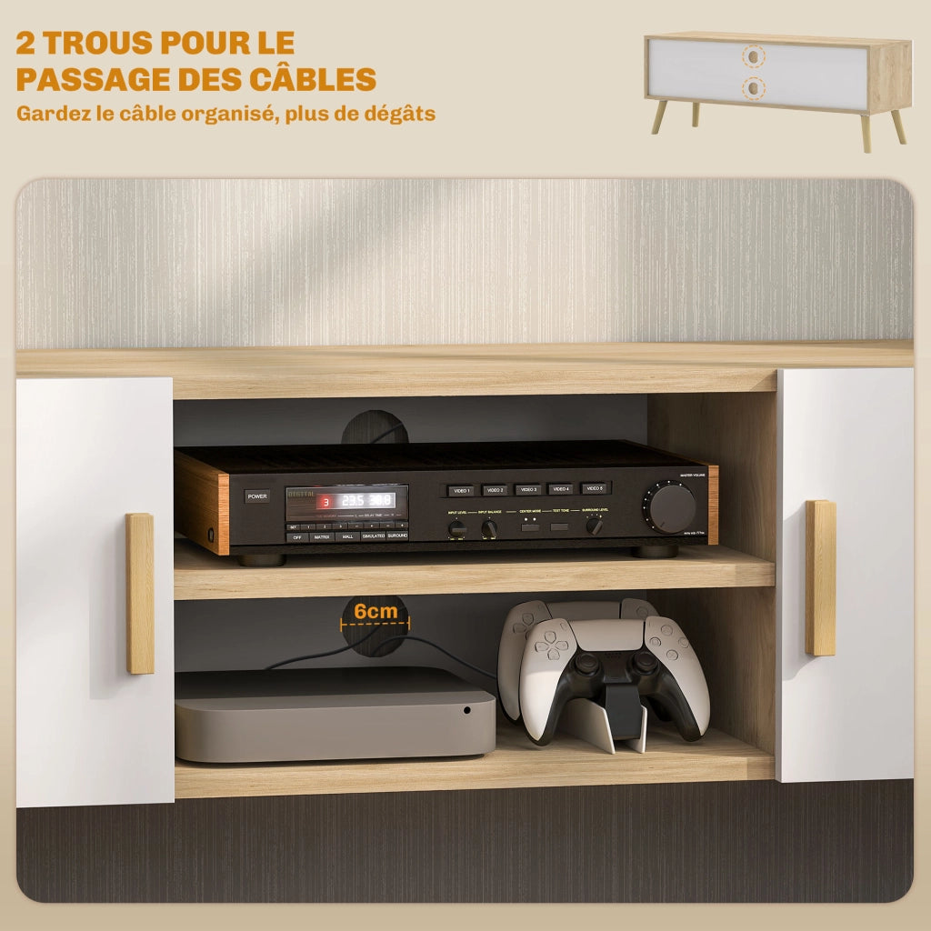 Mobile TV in legno con ripiani e ante ¨C zephmum ¨C 50 pollici, rovere