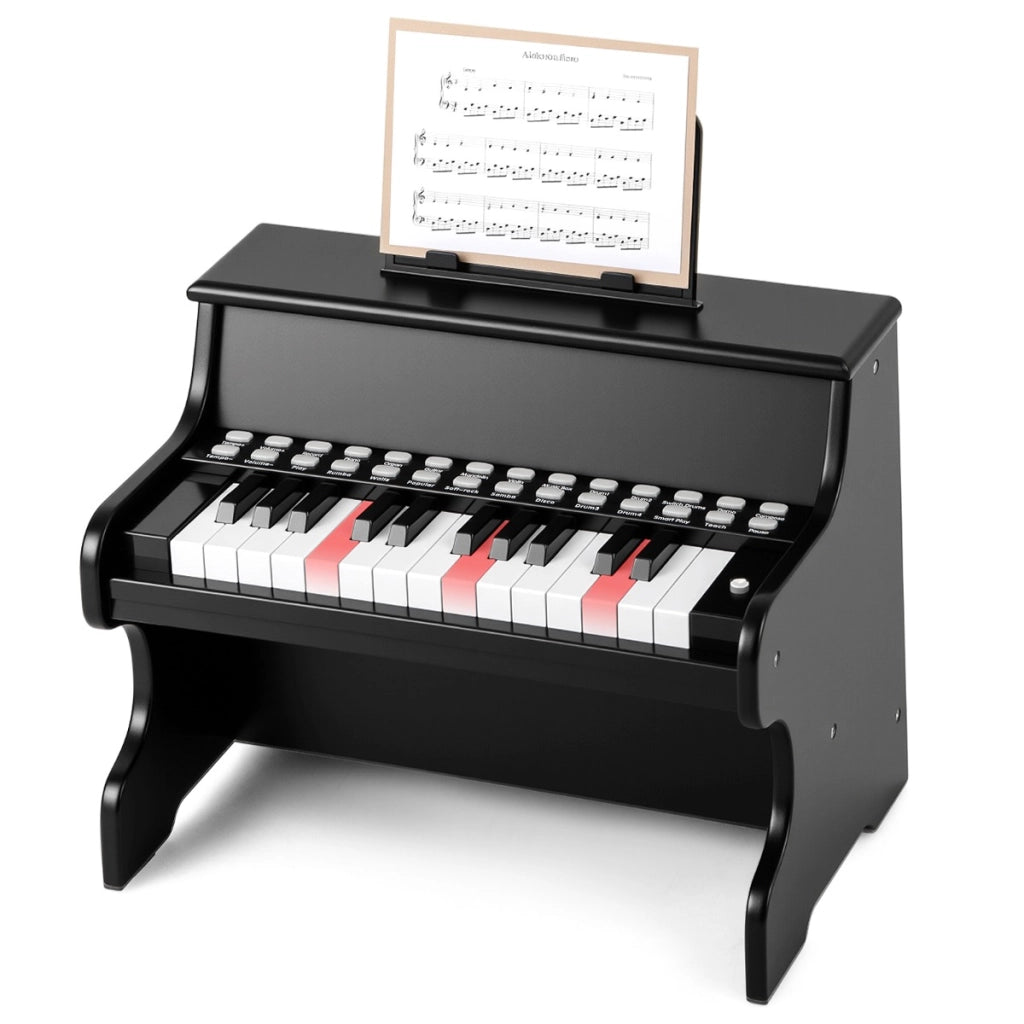 Mini tastiera pianoforte digitale in legno con modalit¨¤ insegnamento, Mini tastiera pianoforte 25 tasti bambini Nero-Tastiere elettriche