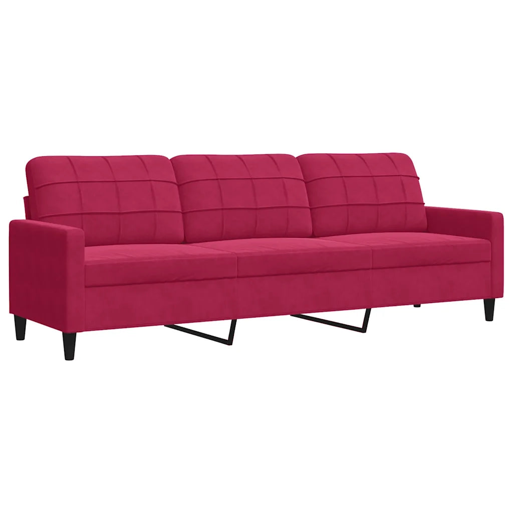 vidaXL Divano a 3 Posti Rosso Vino 210 cm in Velluto