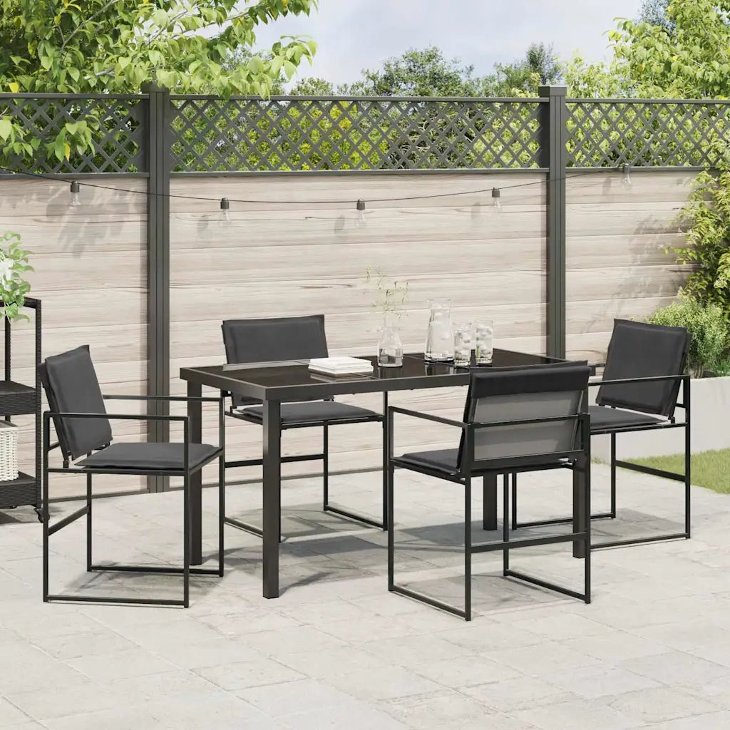Set da Pranzo per Giardino 5 pz | Set Salotto da Giardino Nero 140 x 70 x 73 cm