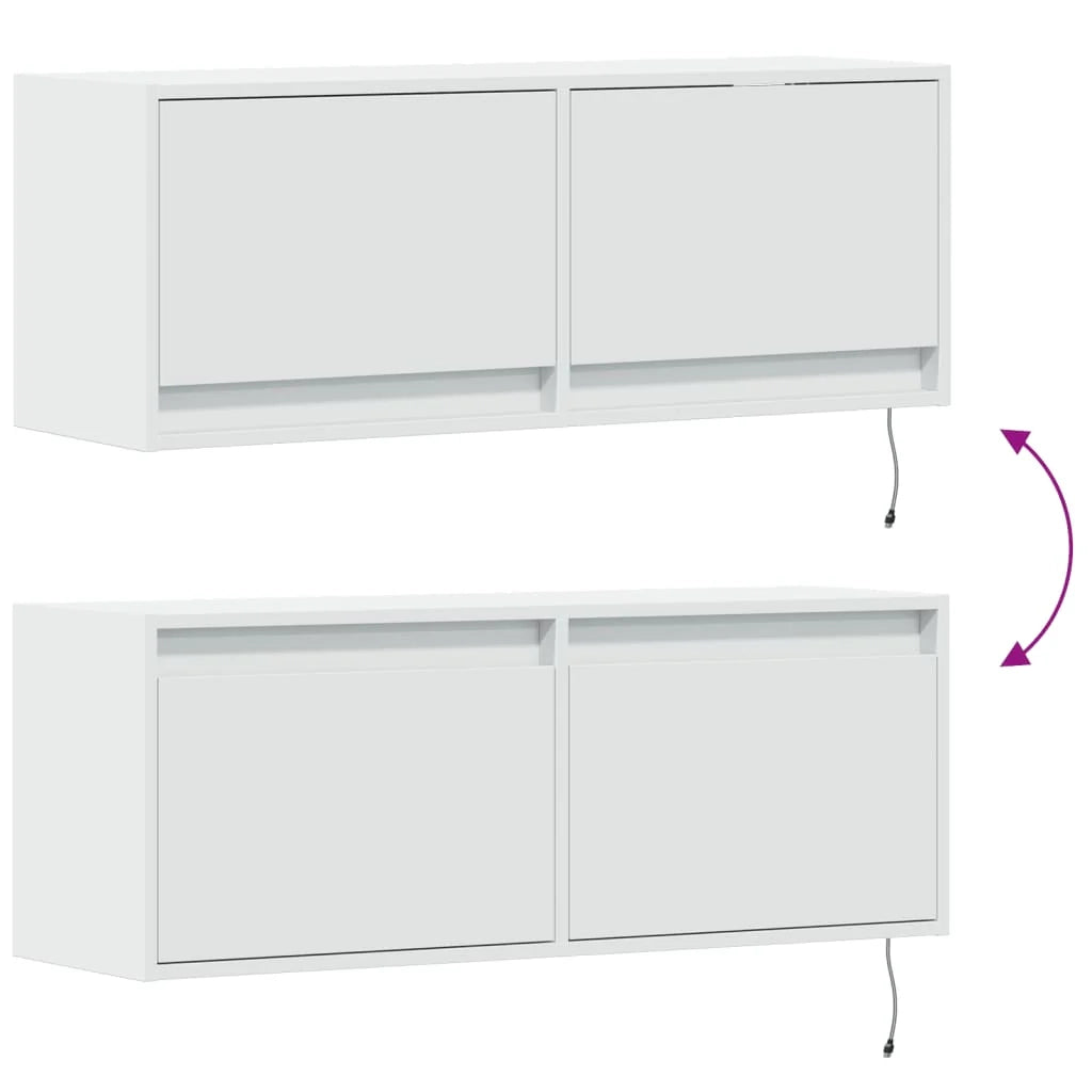 Mobile TV multimediale scaffale TV credenza mobile TV sala da pranzo soggiorno camera da letto mobile da parete con luci LED 100 x 31 x 35 cm bianco 02_0027839
