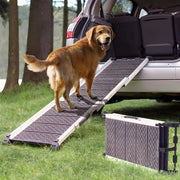 Pavimento di camminata per auto - Stabile e non scivoloso - Capacità di carico 90 kg - Scala per cani estensibile per cani grandi - Riflettori per la sicurezza - Colore grigio