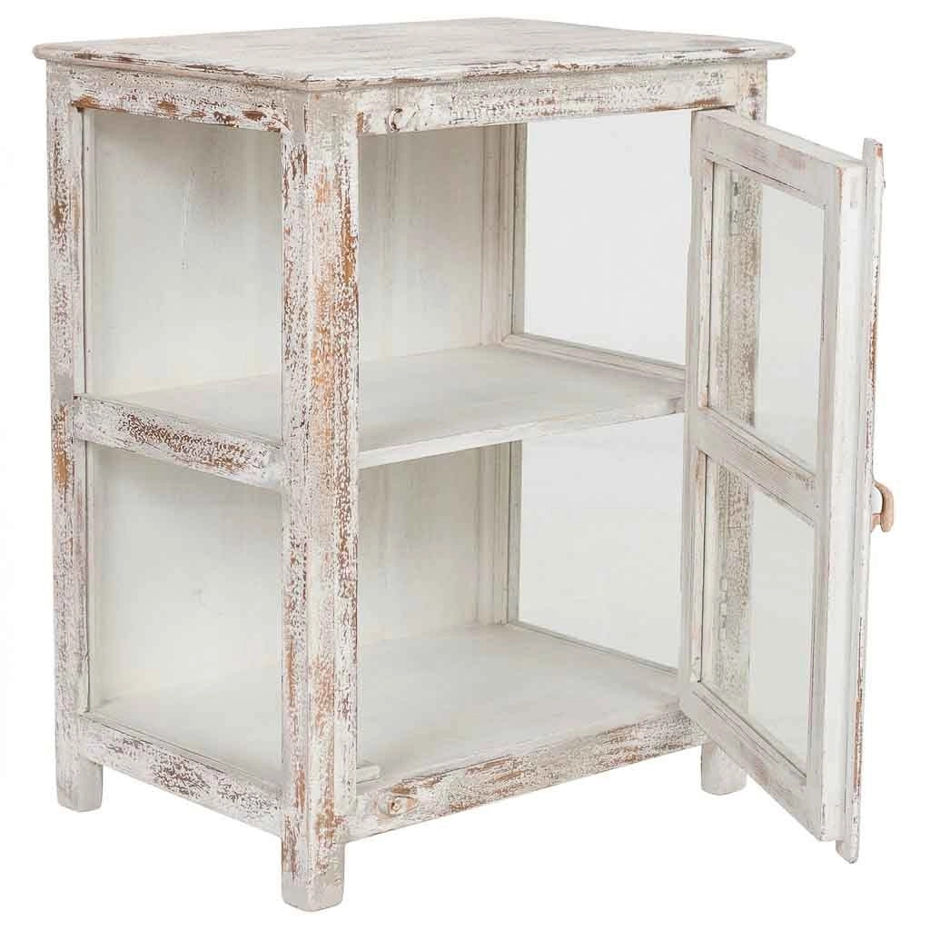 Vetrina in legno bianco 67x46x80 cm