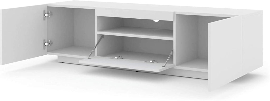 MOBILE TV PIANO TV SOSPESO O A TERRA BIANCO OPACO (NO LED) 150x37x42cm AURA