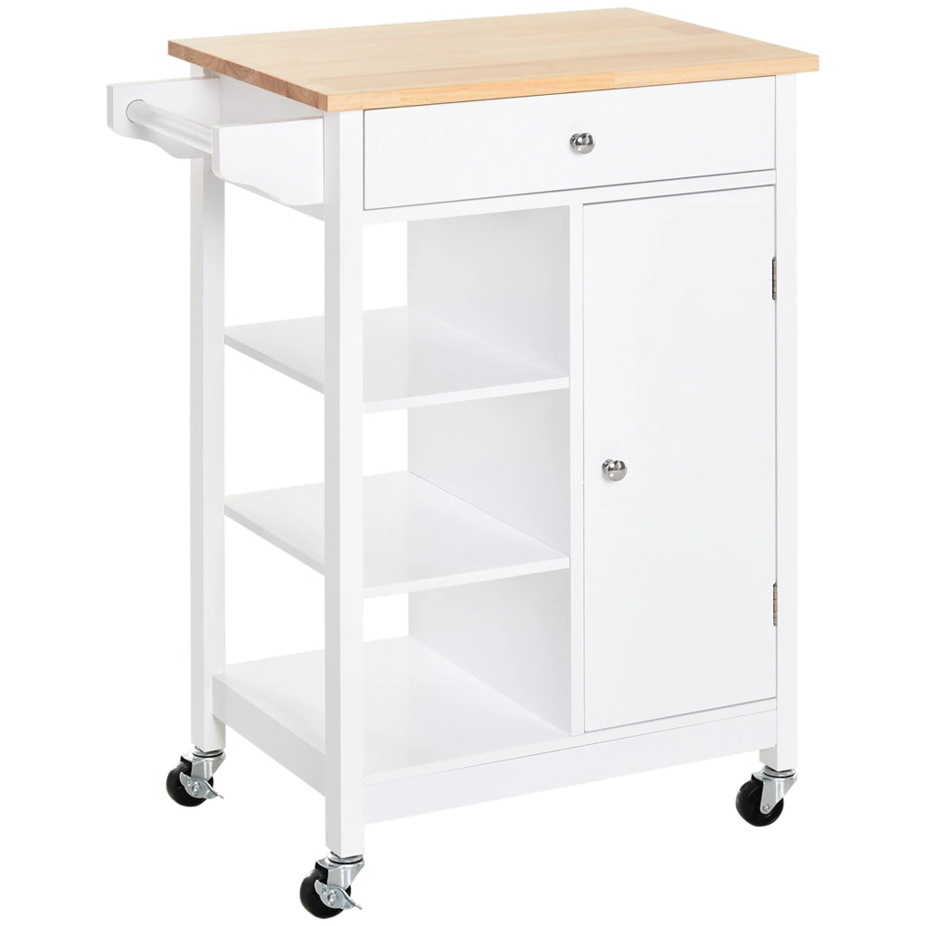 Carrello da Cucina con Cassetto e Armadietto ¨C zephmum ¨C Bianco 66x39.5x86.5cm
