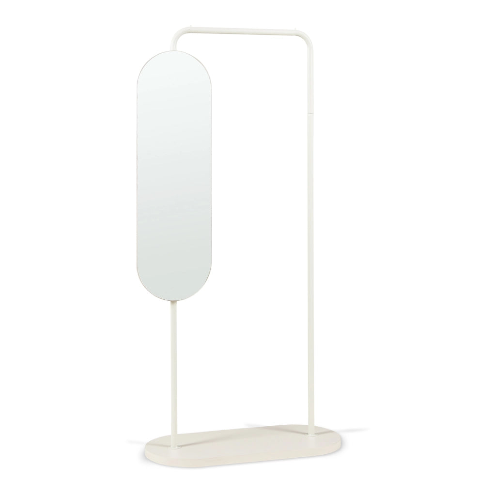 Stand Appendiabiti Vamn con Specchio Girevole 167 x 80 x 35 cm - Avena Oatmeal [en.casa]