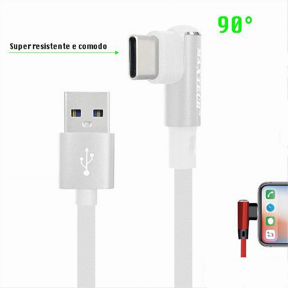 Trade Shop - Cavo Type-c 90° Usb 2.1a Ricarica Dati Compatibile Con Huawei 1mt Maxtech F-tc013 -