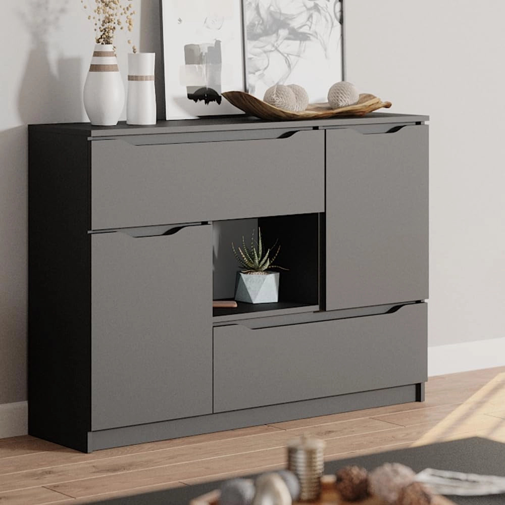 Cassettiera per camera da letto Ruben, Antracite, 120 x 84 cm, per riporre abiti e oggetti di uso quotidiano