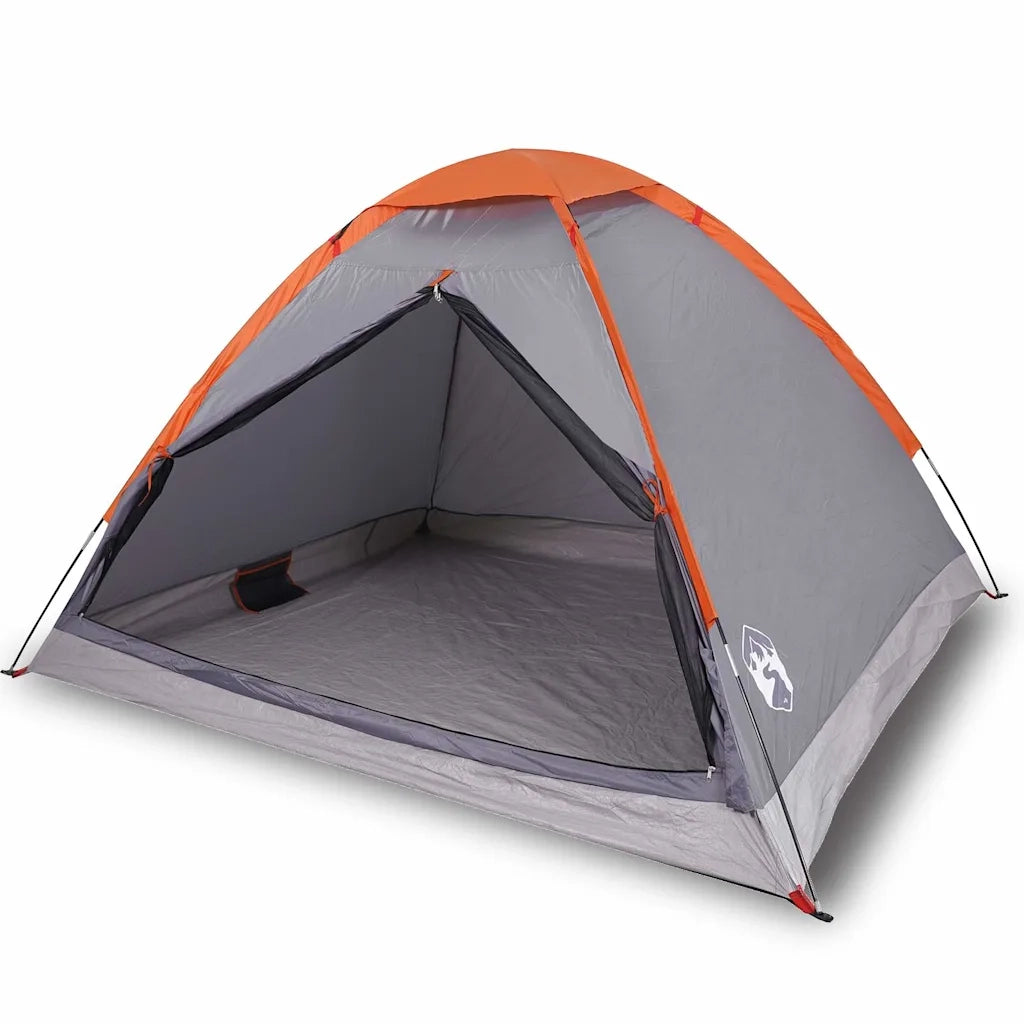 Tenda da Campeggio a Cupola 2 Persone-Tenda per Escursionismo Grigio e Arancione 520748