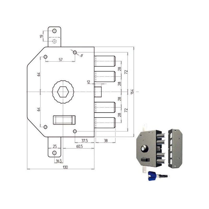 Serratura Sic.Triplice Sx Pompa 3250P Cr