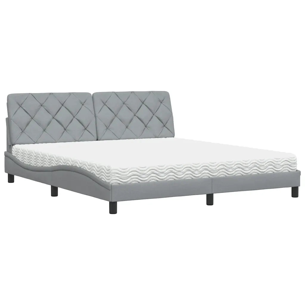 Letto con Materasso Grigio Chiaro180x200 cm Tessuto 3310755
