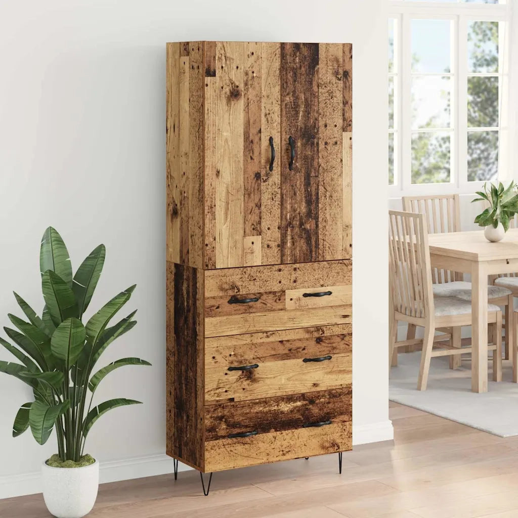 Credenza con cassetto 2 pz | Madia | Buffet da pranzo | Armadio da pranzo Legno vecchio Legno multistrato