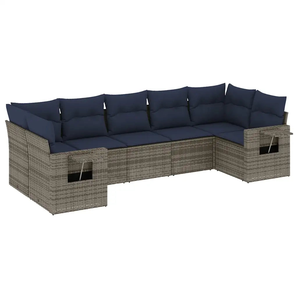 Set Divani da Giardino 7 pz con Cuscini Grigio in Polyrattan 3220590