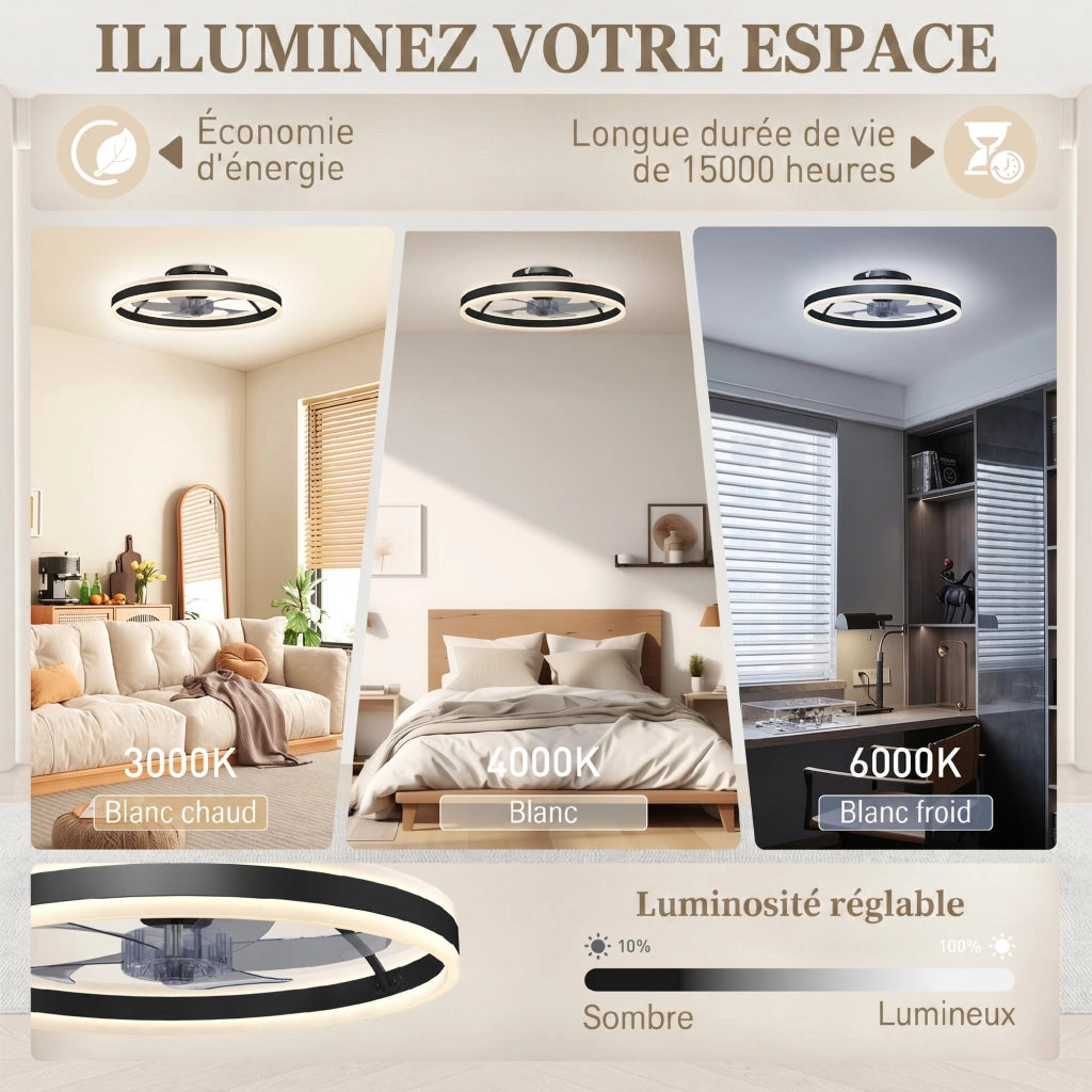 Ventilatore a Soffitto con Luce e Telecomando ¨C Zephmum ¨C Nero 50 cm