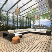Set Divani da Giardino 11 pz con Cuscini in Polyrattan Nero 46827