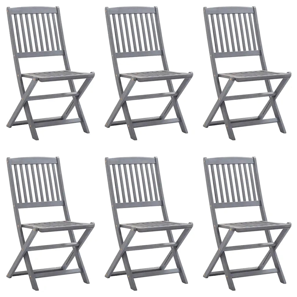 Sedie da Giardino Pieghevoli 6 pz in Legno Massello d'Acacia cod mxl 39268