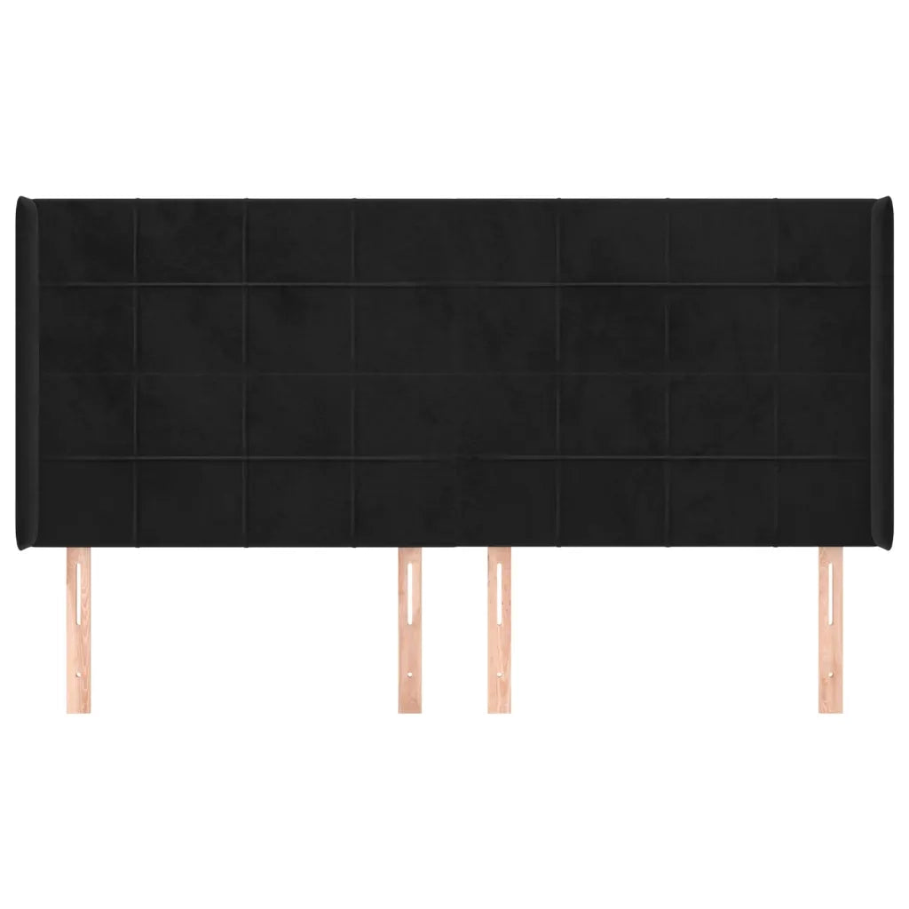 Testiera | Testata ad Orecchio Nera 183x16x118/128 cm in Velluto