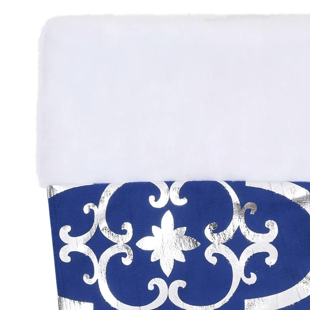 Gonna Albero Natale Raffinata con Calza Blu Tessuto 122 cm 330279