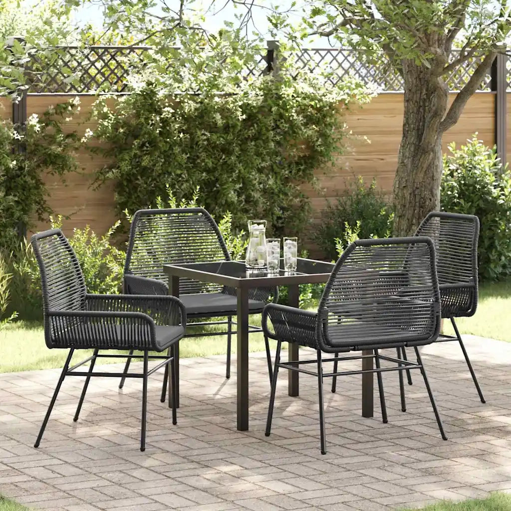 Set da Pranzo per Giardino con cuscino 5 pcs Nero polyrattan 3380870