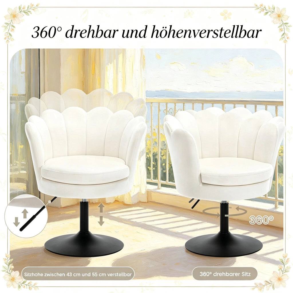 SGABELLO Girevole Regolabile 61,5x65x71-83 cm in Velluto Beige