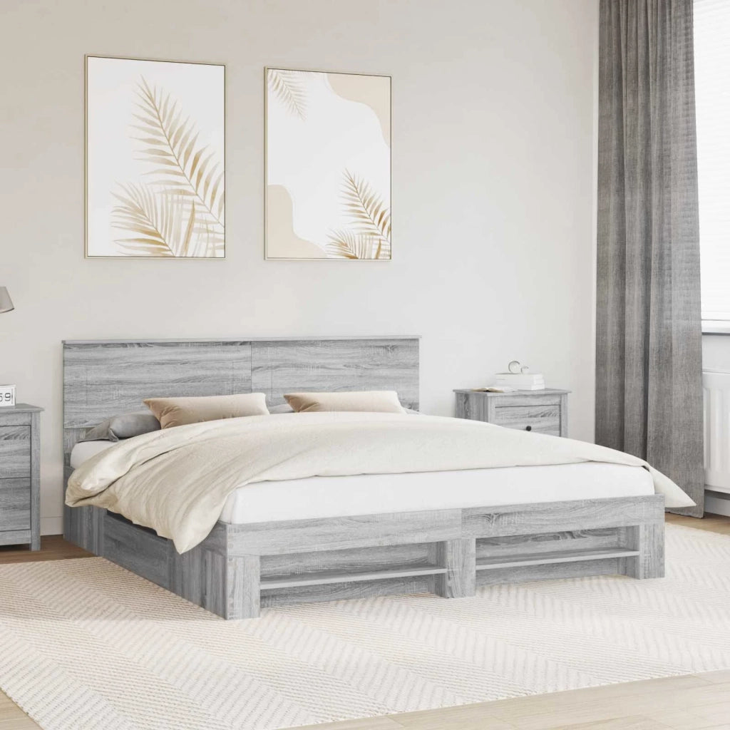 Struttura del letto con testiera Grigio Sonoma 180 x 200 cm