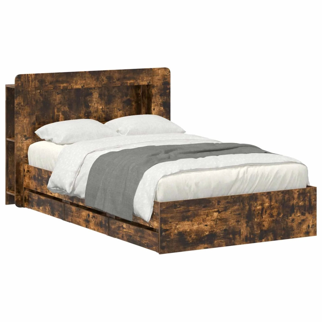 Telaio del letto con storage Rovere Fumo 120 x 190 cm 3434025