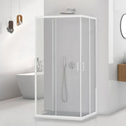 Box doccia 3 lati 80x100x80 in vetro temperato trasparente doppio scorrevole con profili bianchi Tay