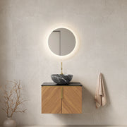 Mobile Bagno con Lavabo ¨C MINIMAL ¨C Ceramica, Sinterite, Legno Multistrato, 2 Ante, 61cm, Nero
