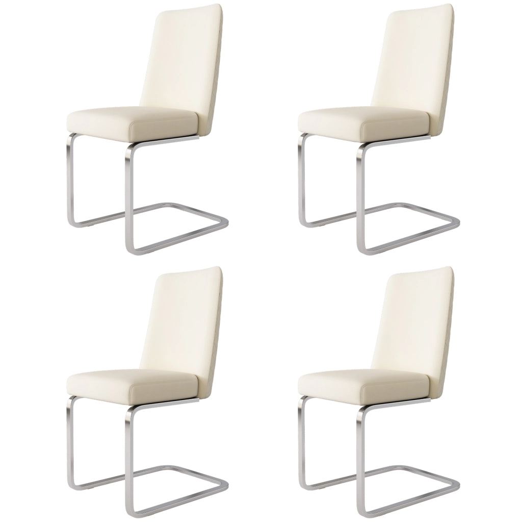 Set di 4 sedie da pranzo con schienale a rombi in velluto beige