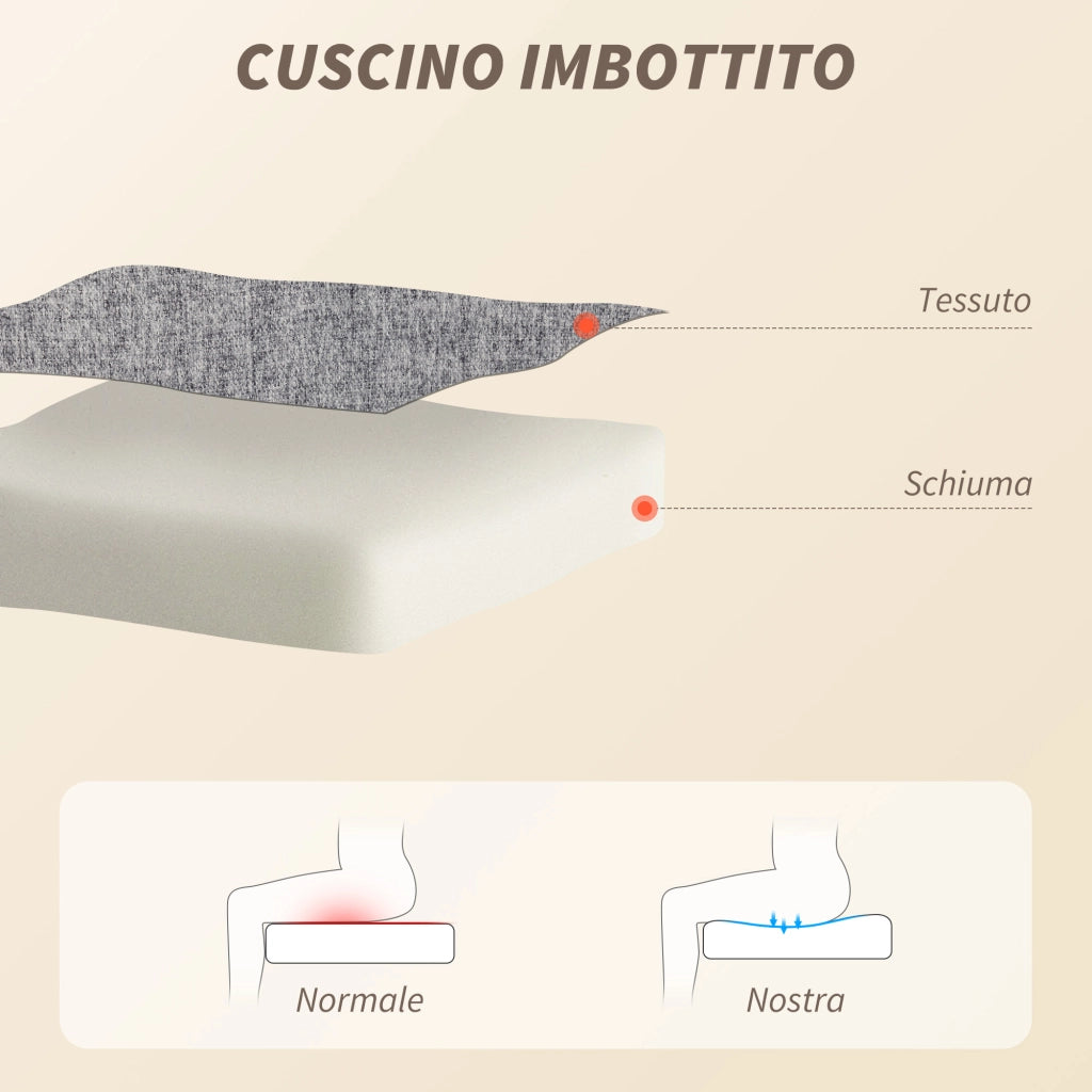 Sedia da Ufficio Operativa Massaggiante a 4 Punti con Riscaldamento e Braccioli Ribaltabili  in Tessuto Effetto Lino