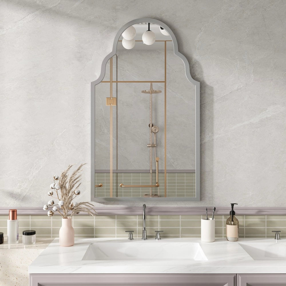 Specchio Rettangolare da Parete ¨C MINIMAL ¨C Cornice in Metallo Argento, 61x101 cm, Bagno e Soggiorno