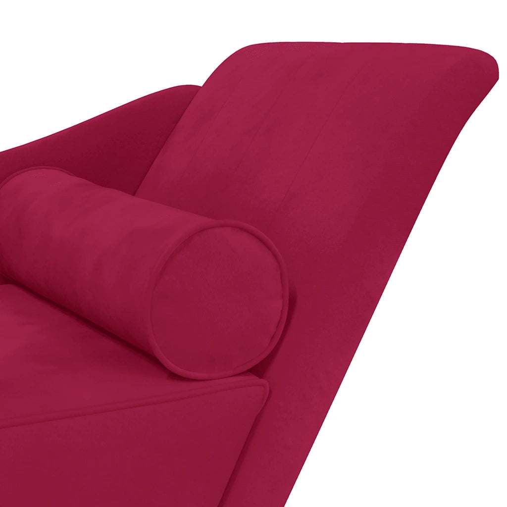 vidaXL Chaise Lounge con Cuscini Rosso Vino in Velluto