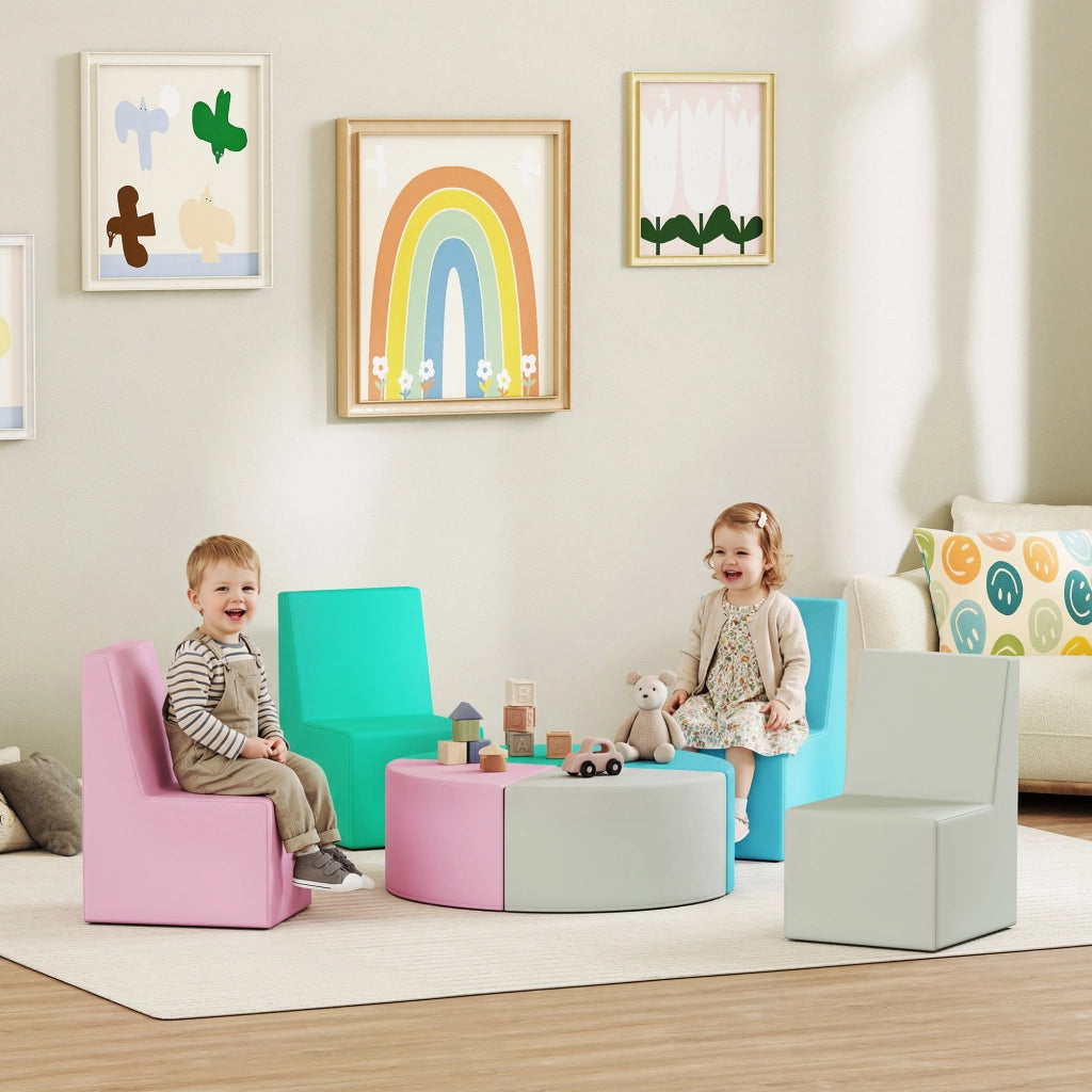 Blocchi da costruzione morbidi per bambini con tavolo e sedie ¨C Zephmum ¨C Multicolore