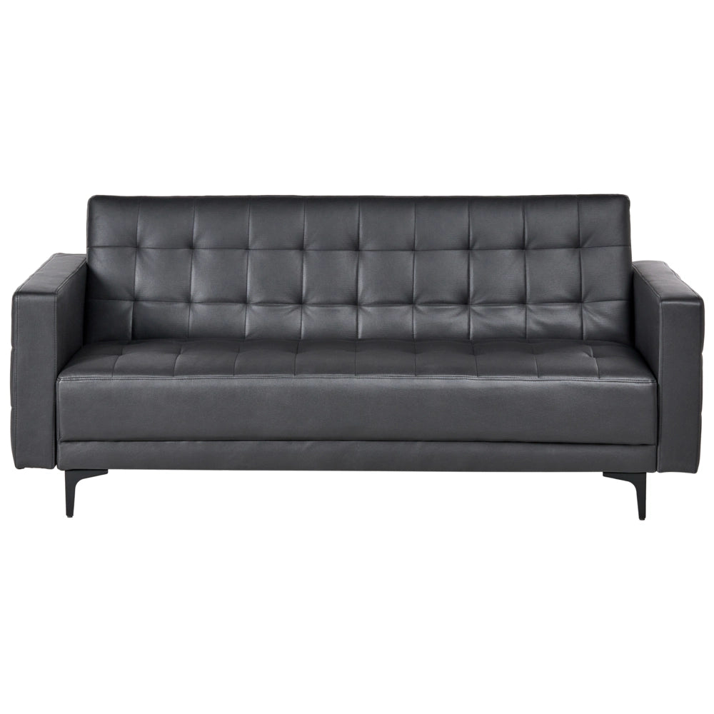 Chaise longue in ecopelle nera trapuntata moderna soggiorno divano reclinabile gambe argento braccioli