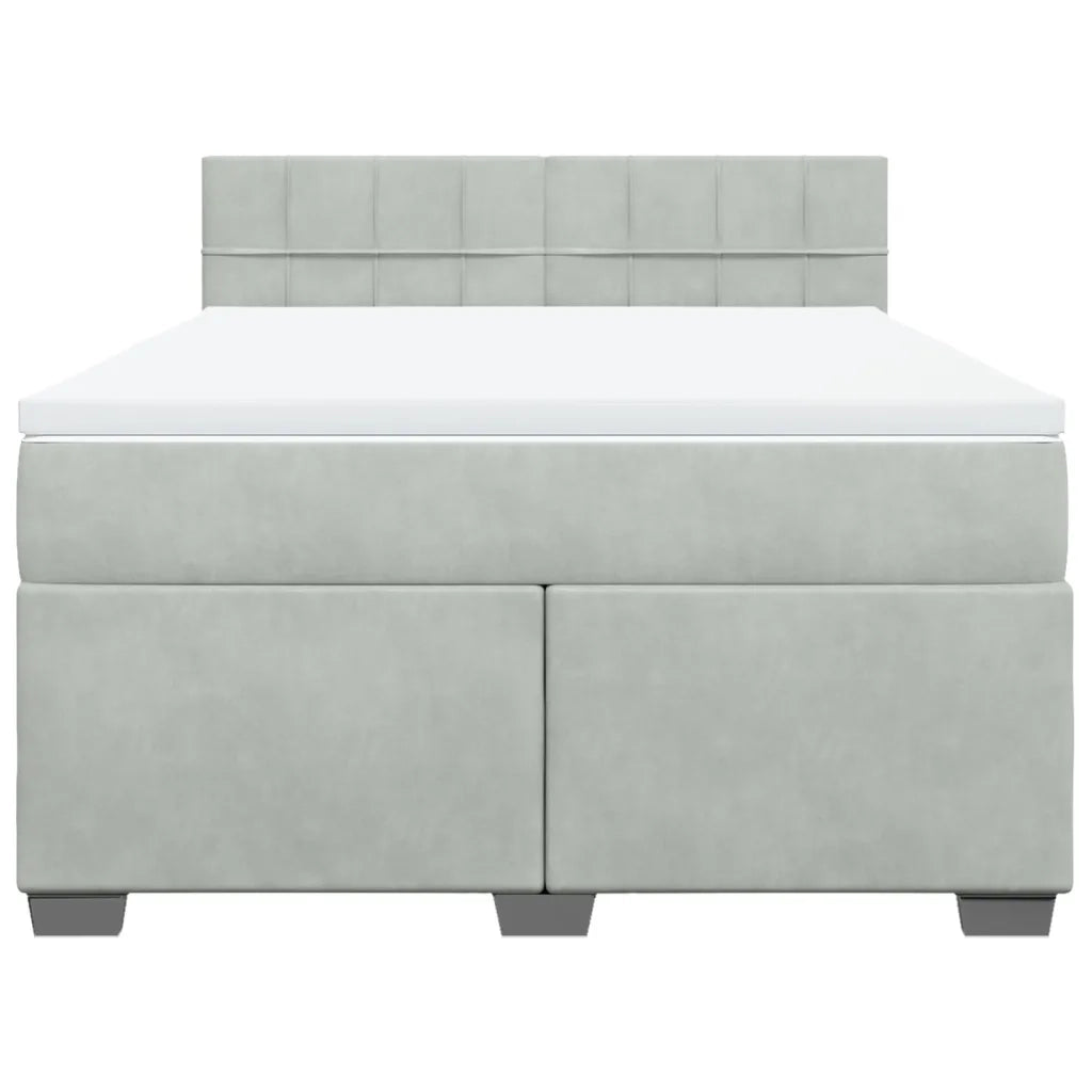 vidaXL Giroletto a Molle con Materasso Grigio Chiaro 160x200cm Velluto