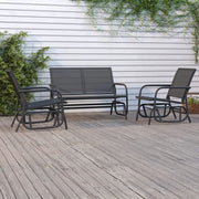 Set Mobili a Dondolo Giardino 3 pz Nero Textilene e Acciaio 3187943