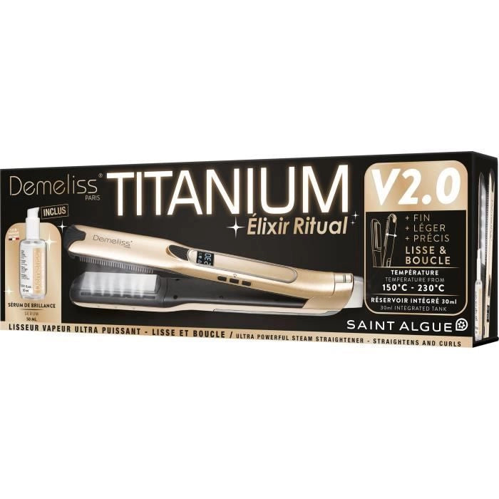 Piastra Piastra a Vapore TITANIUM V2 ELIXIR RITUAL DEMELISS - 5 livelli di temperatura - Serbatoio 30ml - Fino a 230c