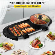 Piastra griglia - BBQ - Piatto - 2-in-1 - Apparecchio griglia da tavolo - Gourmet - Smalto antiaderente - 67 centimetri - 5 Supporti - 2200W