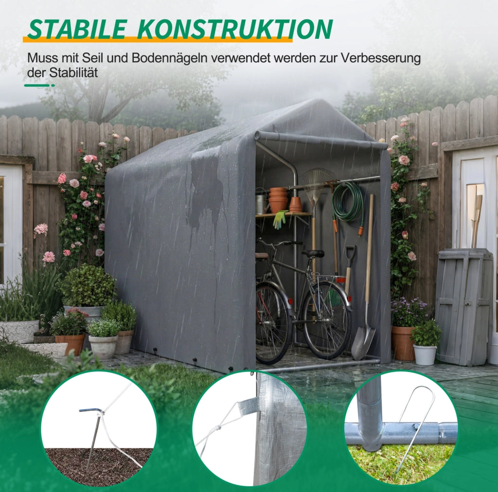 Garage per biciclette in acciaio 187x100x160 cm grigio scuro
