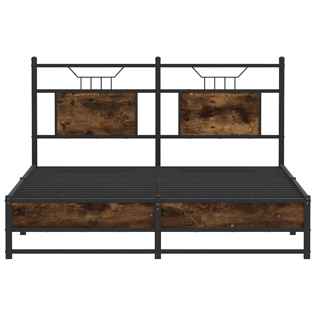 Letto matrimoniale | Letto per adulti | Giroletto senza Materasso Rovere Fumo 140x190 cm in Truciolato