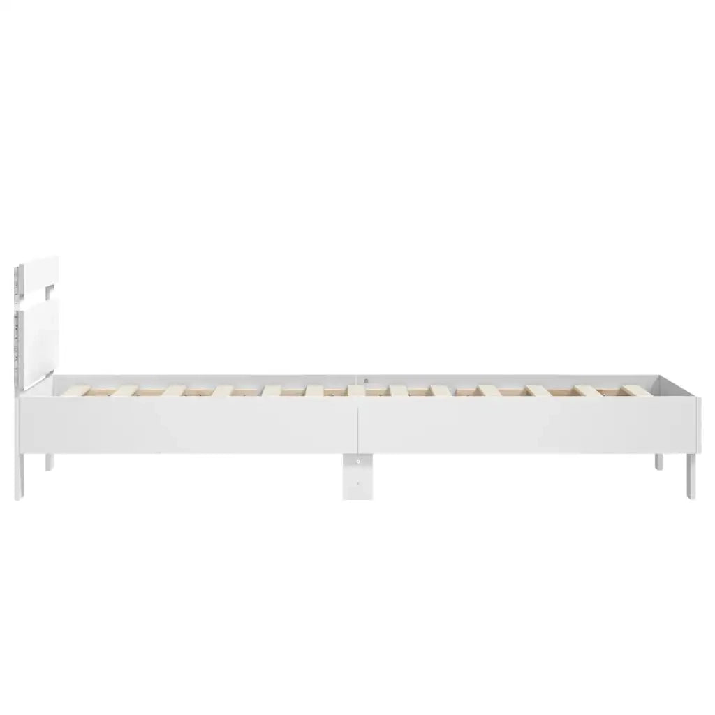 Giroletto con Testiera e LED-Struttura Letto con testiera Bianco 75x190 cm 921588