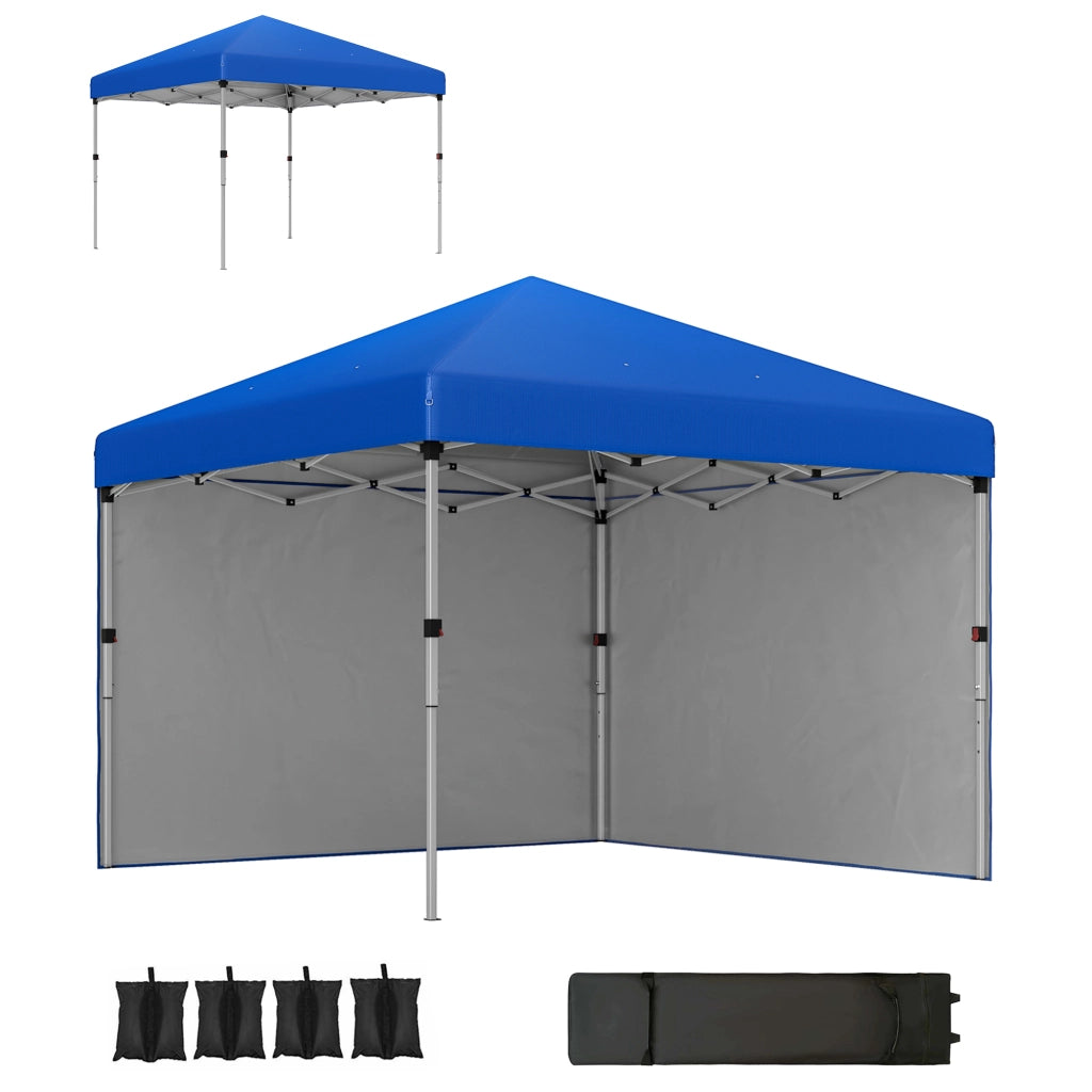 Carpa Plegable Pop-up 3x3 m con Pareti Laterali Anti-UV ¨C zephmum ¨C Blu