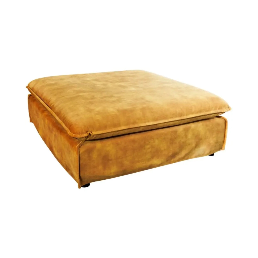 Pouf KALIA – Giallo senape – Velluto – Pouf contemporaneo