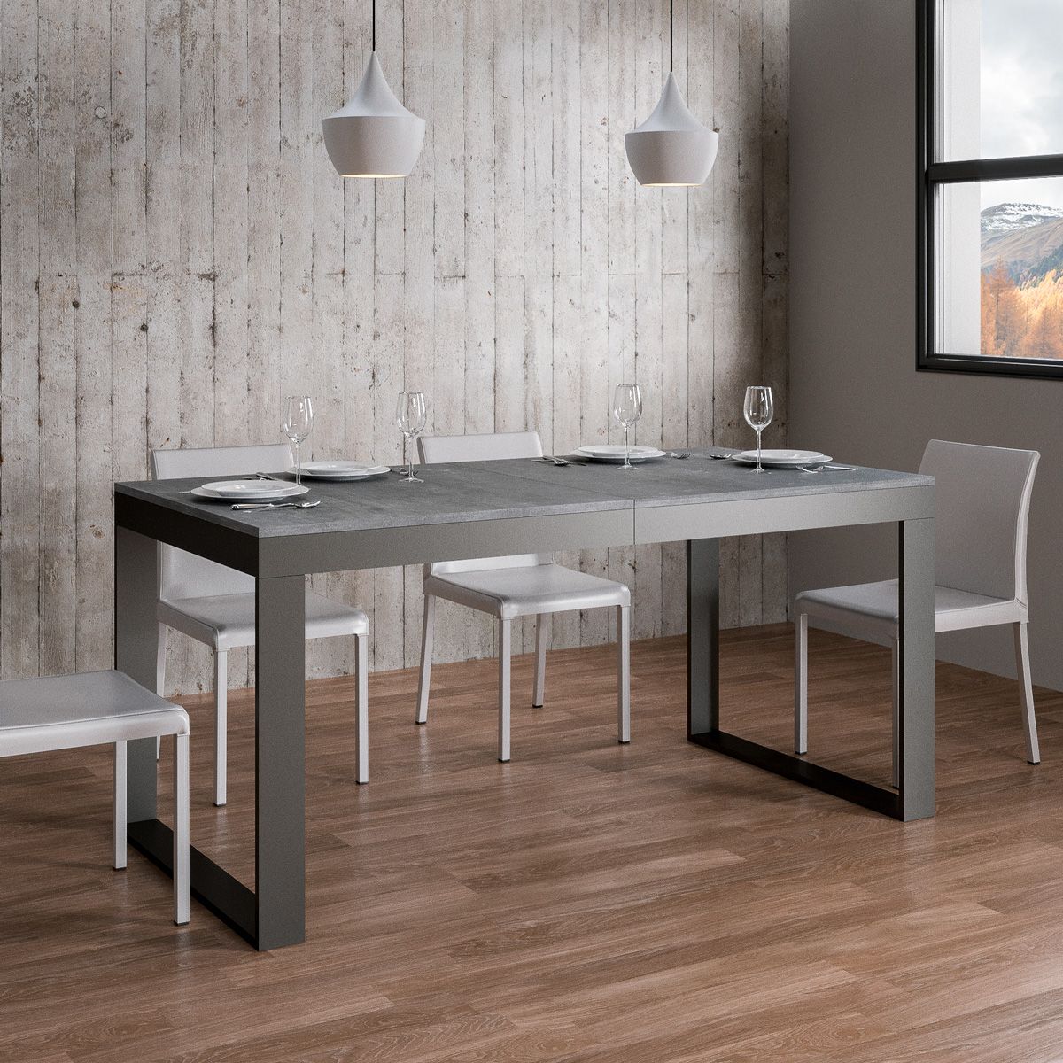 Tavolo Allungabile 160-264x90x80 cm Tecno Evolution Cemento