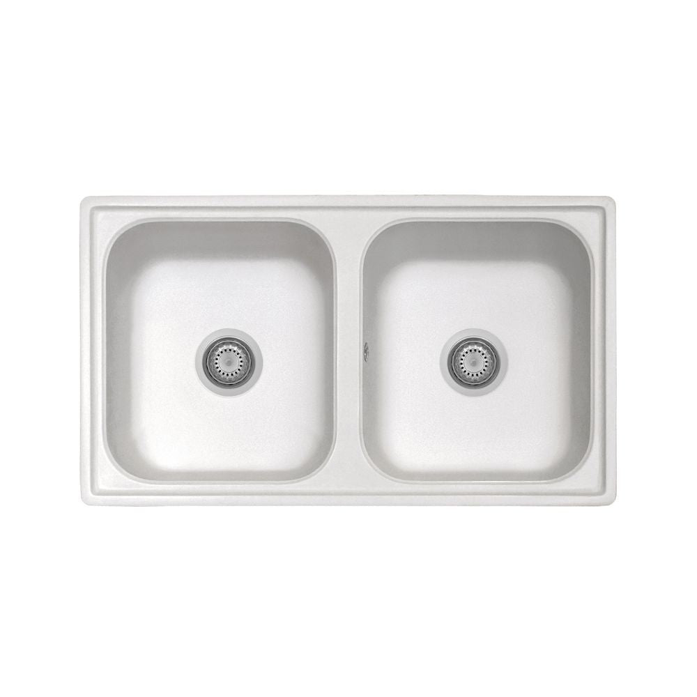 Lavello 86x50 cm 2 vasche bianco Samet