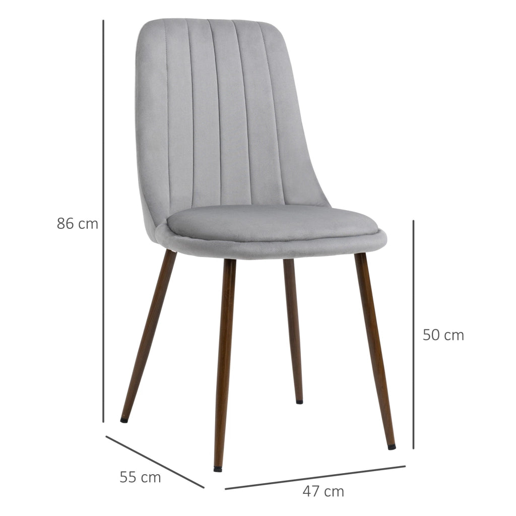 Set 4 Sedie Imbottite 47x55x86 cm in Poliestere e Acciaio Grigio