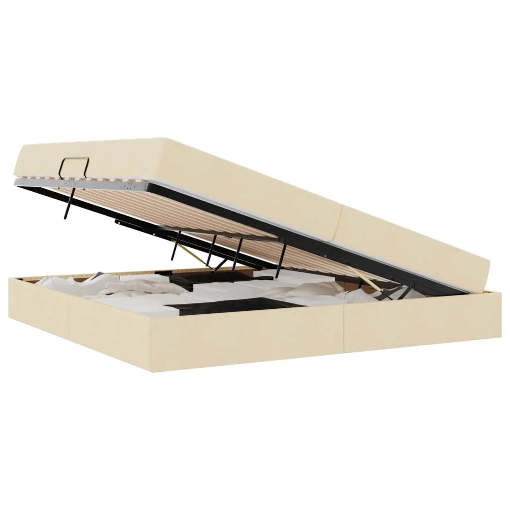 Letto con contenitore e materasso Crema 200 x 200 cm Poliestere 3399686