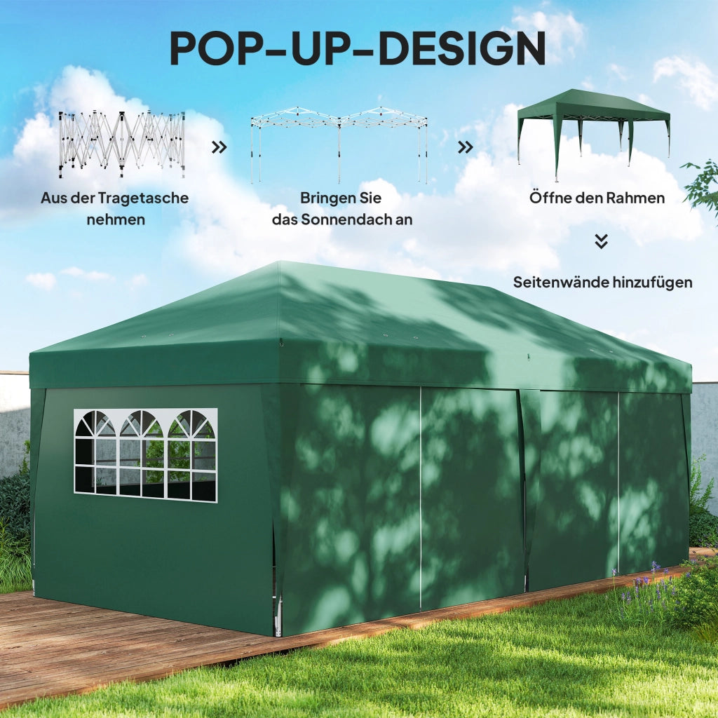 Pavillon 6x3 m ¨C zephmum ¨C Pop-up, con Finestre, Porta con Zip, UV Resistente, Grigio